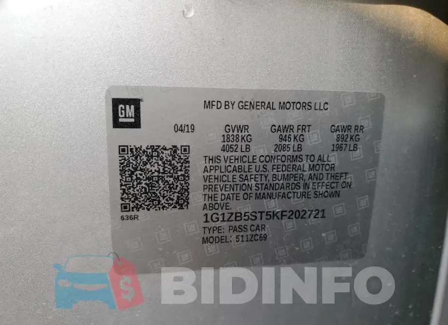 1G1ZB5ST5KF202721 Photo# 12