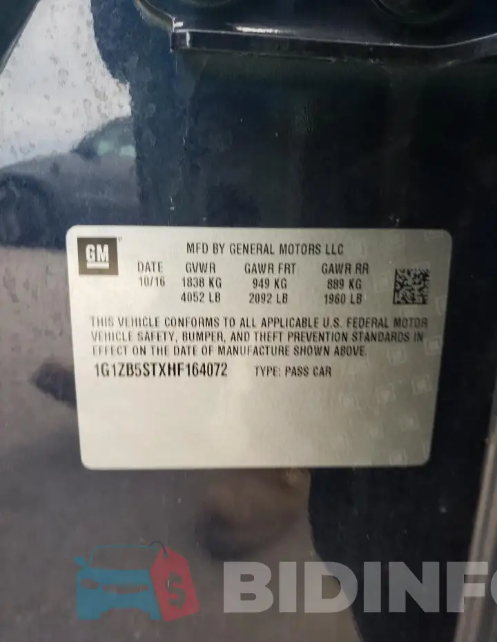 1G1ZB5STXHF164072 Photo# 12