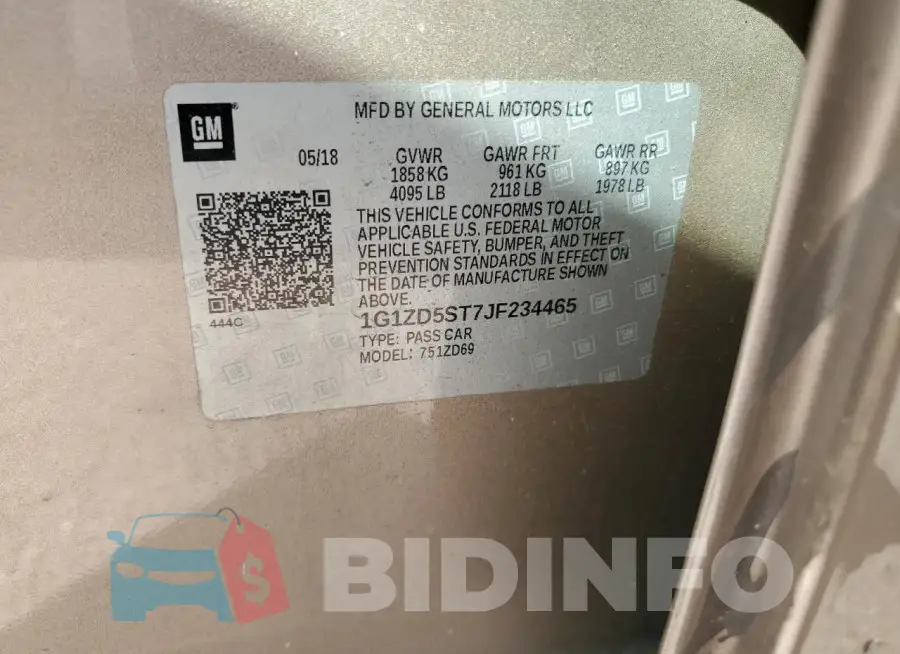 1G1ZD5ST7JF234465 Photo# 12