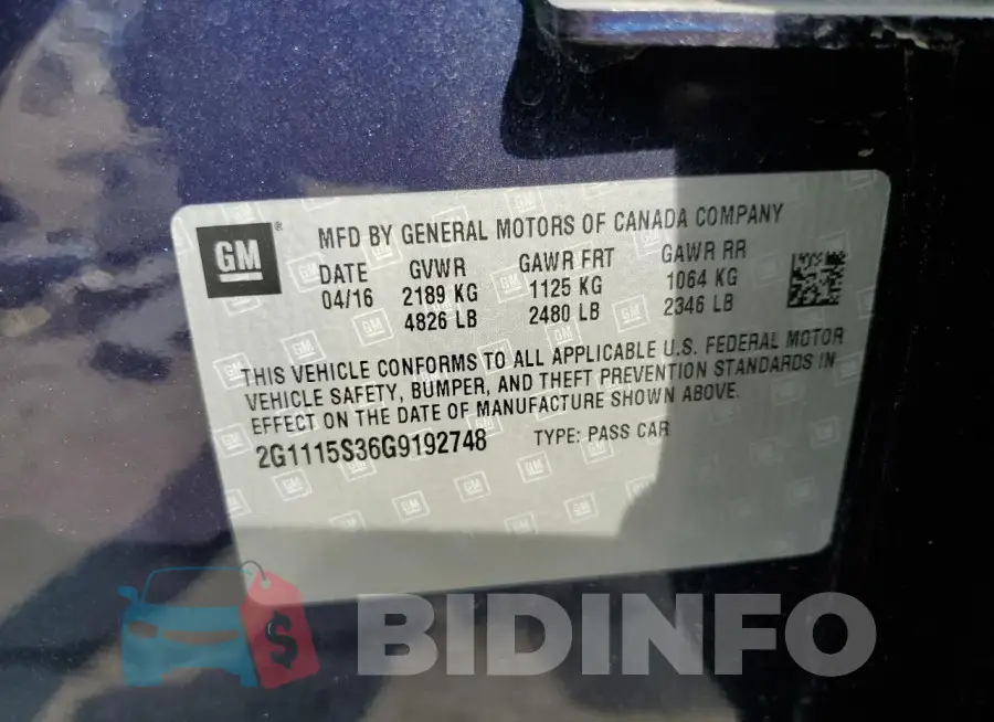 2G1115S36G9192748 Photo# 12