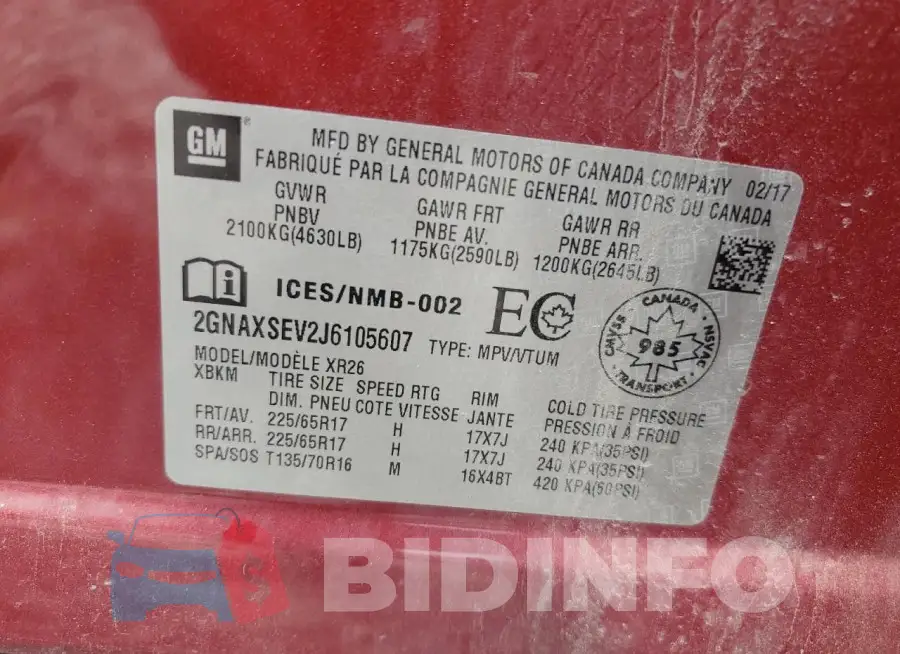 2GNAXSEV2J6105607 Photo# 12