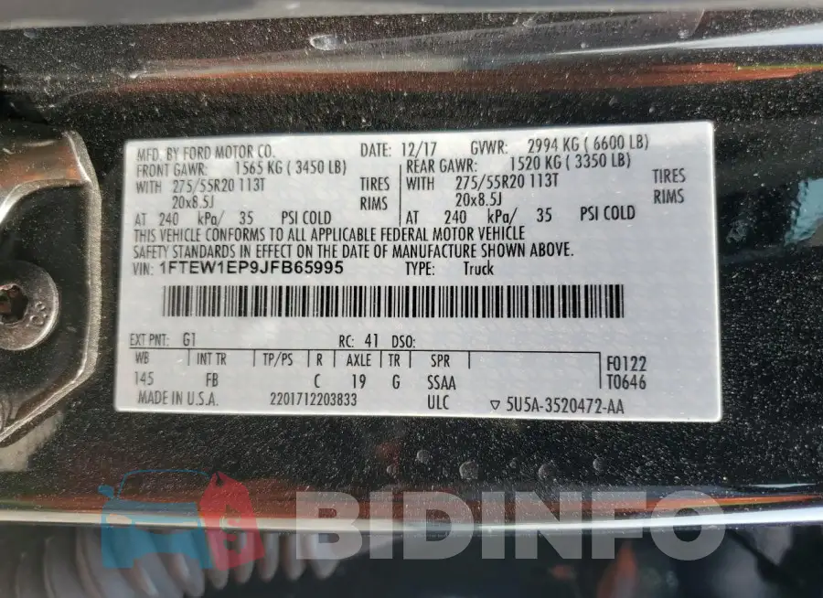 1FTEW1EP9JFB65995 Photo# 12