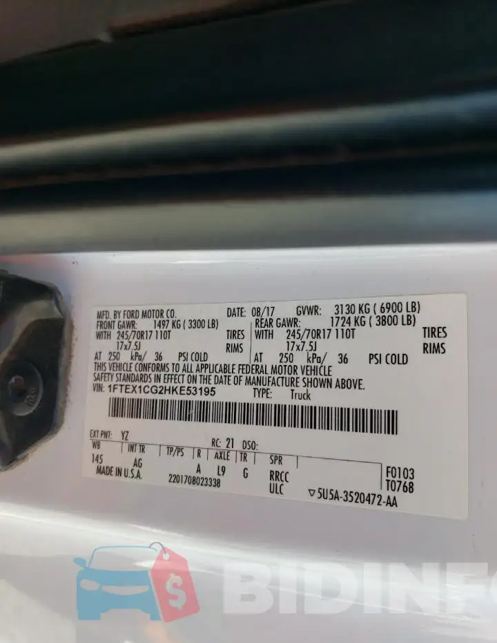 1FTEX1CG2HKE53195 Photo# 12