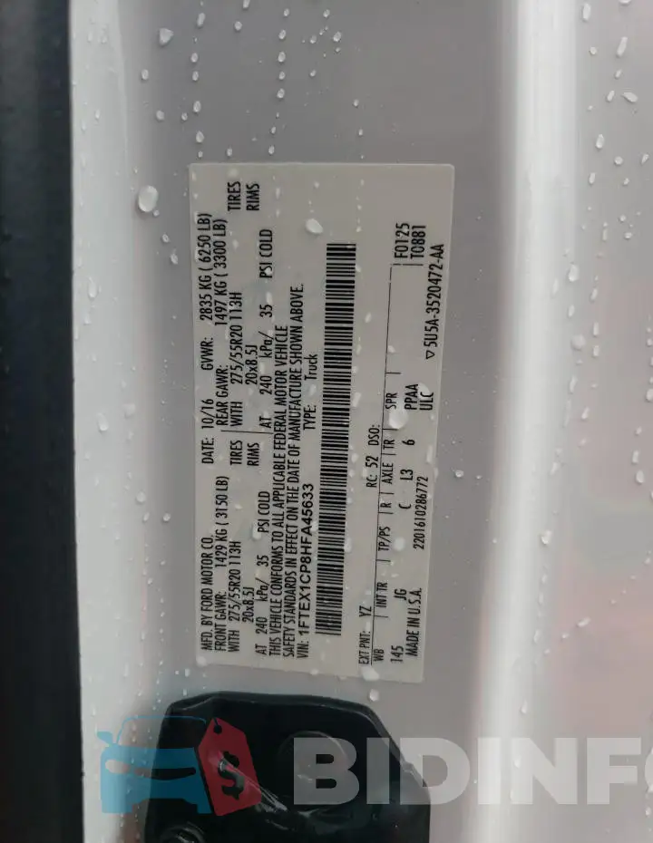 1FTEX1CP8HFA45633 Photo# 13