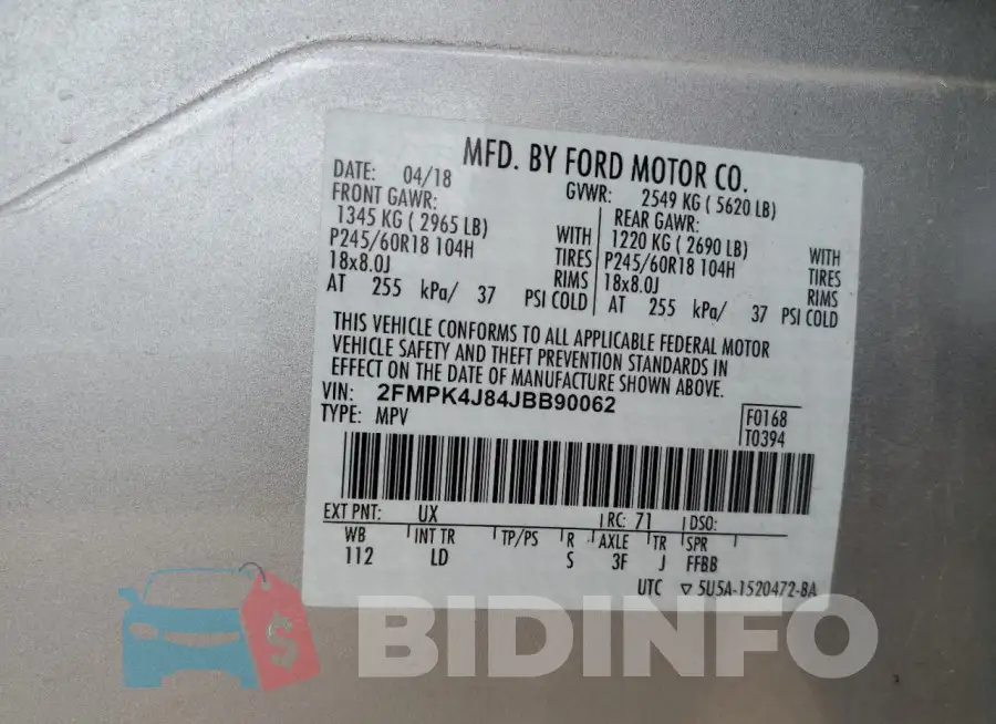 2FMPK4J84JBB90062 Photo# 13