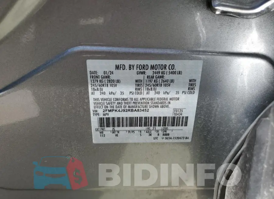 2FMPK4J92RBA83452 Photo# 12