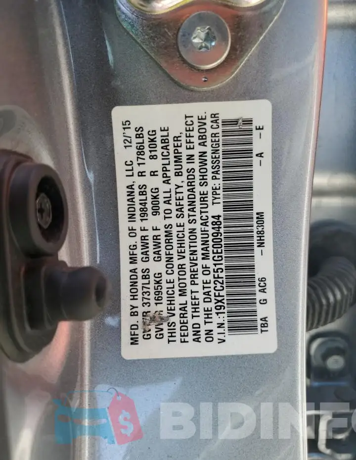 19XFC2F51GE009484 Photo# 12