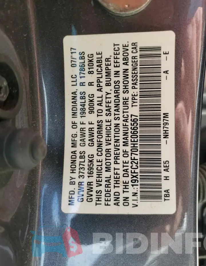 19XFC2F70HE066567 Photo# 12