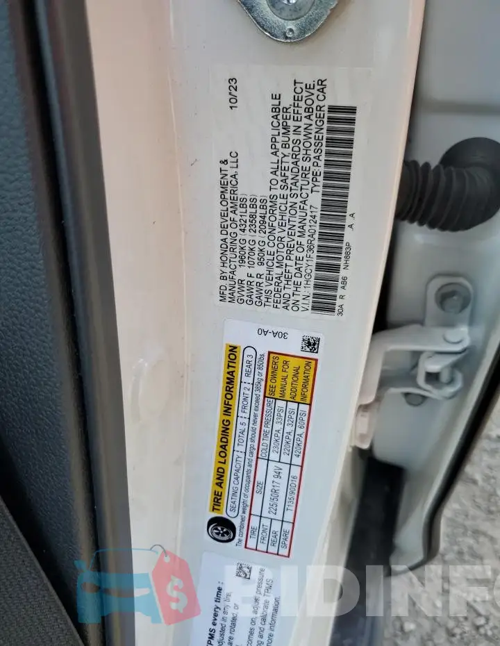 1HGCY1F36RA012417 Photo# 12