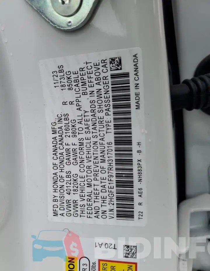 2HGFE1F97RH317016 Photo# 12