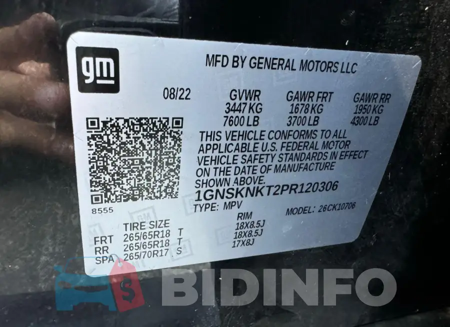 1GNSKNKT2PR120306 Photo# 10