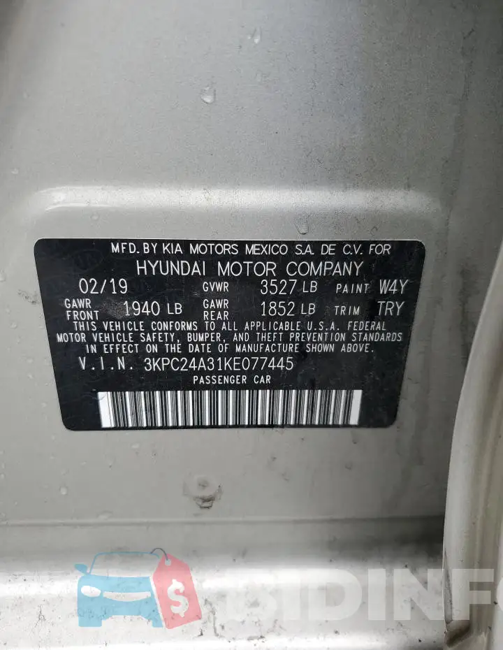 3KPC24A31KE077445 Photo# 12