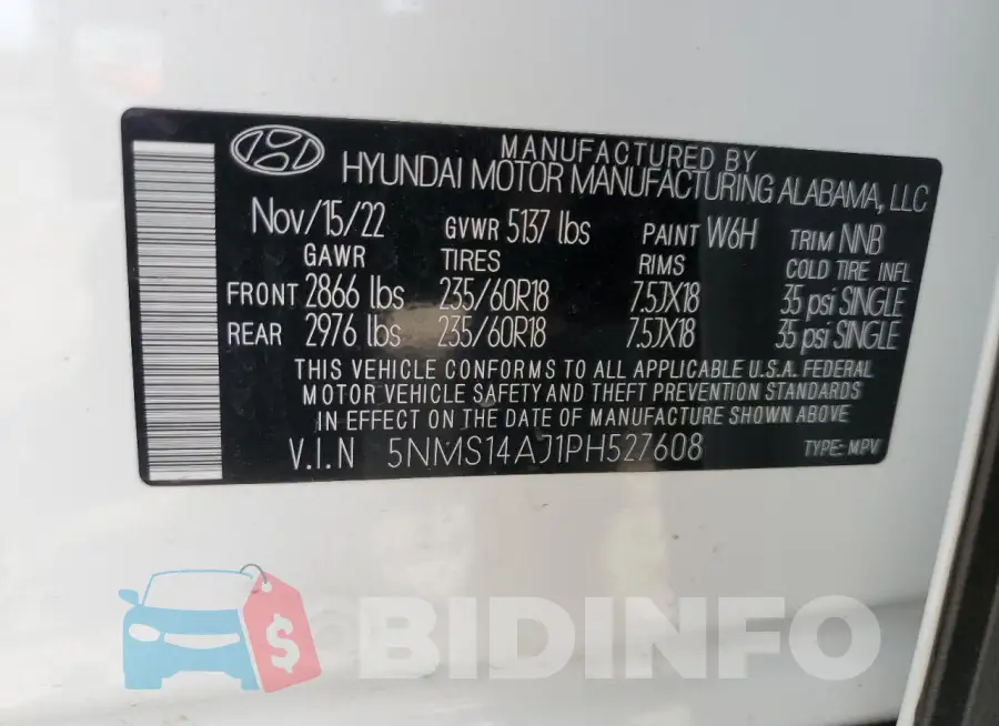 5NMS14AJ1PH527608 Photo# 12