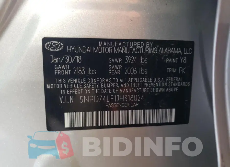 5NPD74LF1JH318024 Photo# 12
