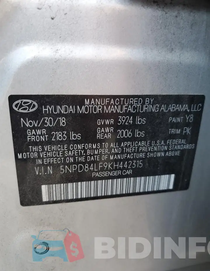 5NPD84LF9KH442315 Photo# 13