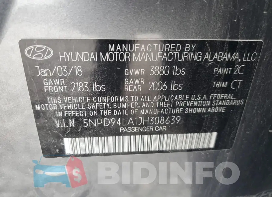 5NPD94LA1JH308639 Photo# 12