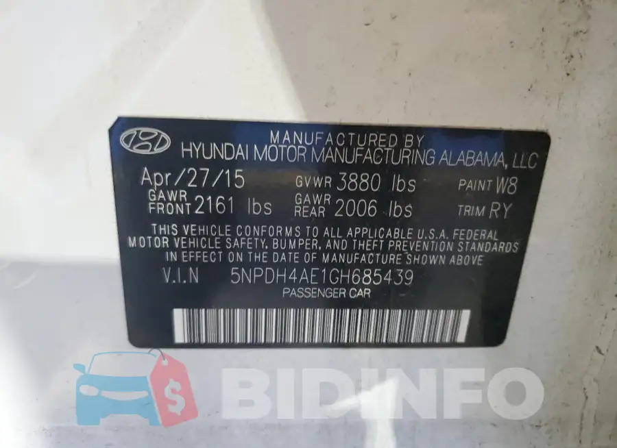 5NPDH4AE1GH685439 Photo# 12