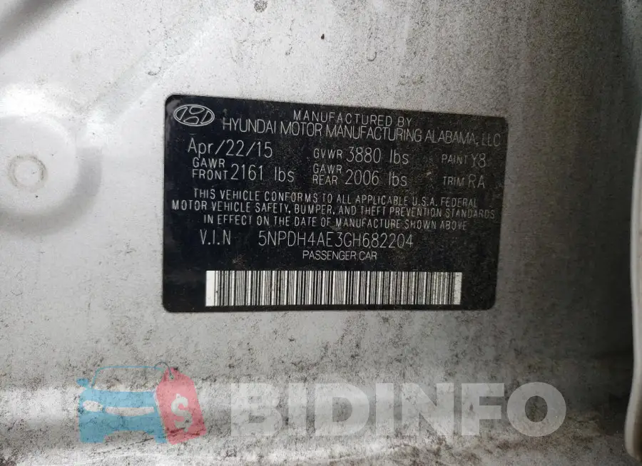 5NPDH4AE3GH682204 Photo# 12