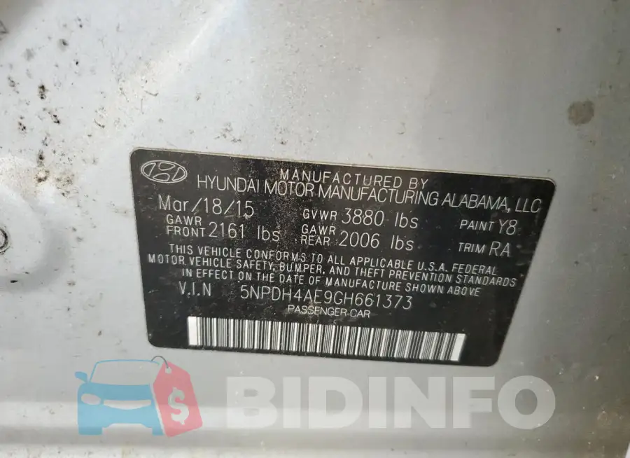 5NPDH4AE9GH661373 Photo# 12