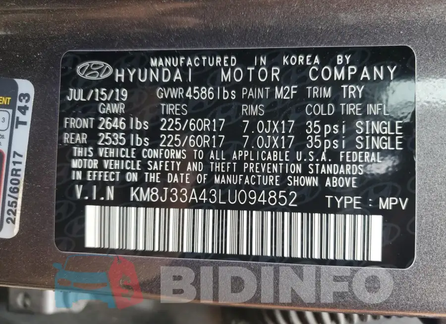 KM8J33A43LU094852 Photo# 12