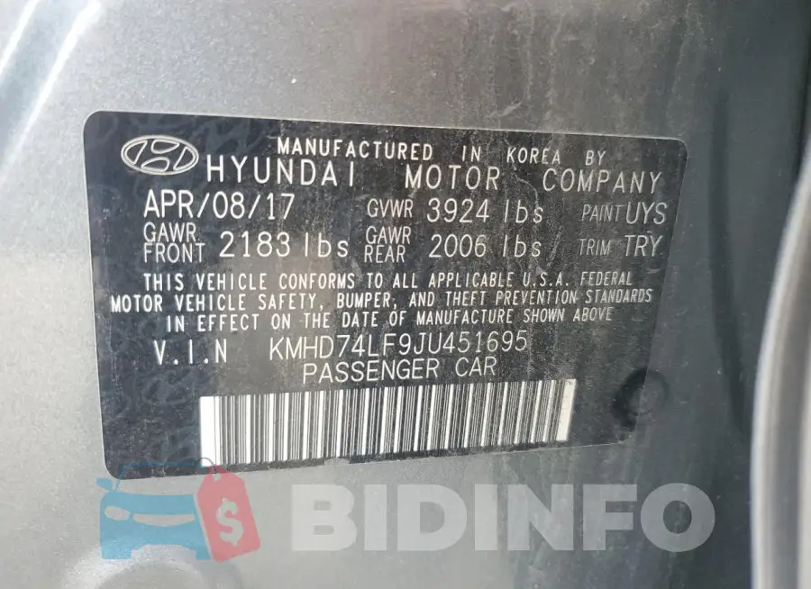 KMHD74LF9JU451695 Photo# 12