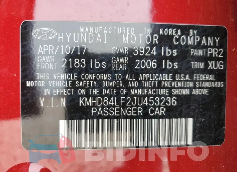 KMHD84LF2JU453236 Photo# 13