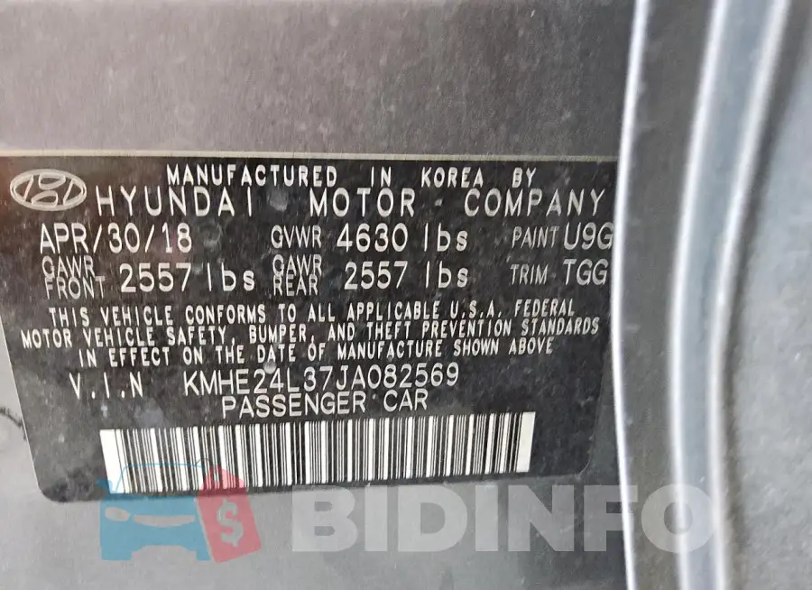 KMHE24L37JA082569 Photo# 12