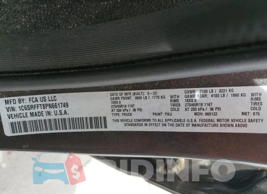 1C6SRFFT8PN661749 Photo# 12