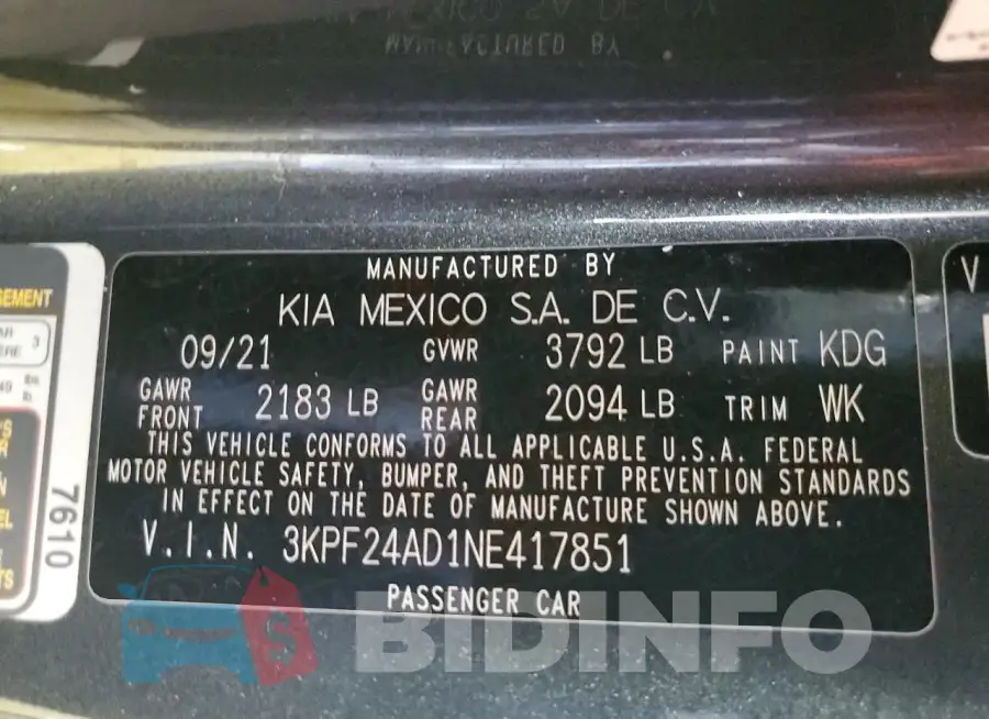 3KPF24AD1NE417851 Photo# 13