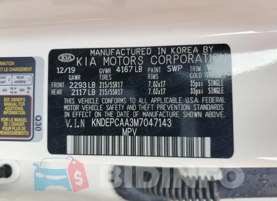 KNDEPCAA3M7047143 Photo# 13