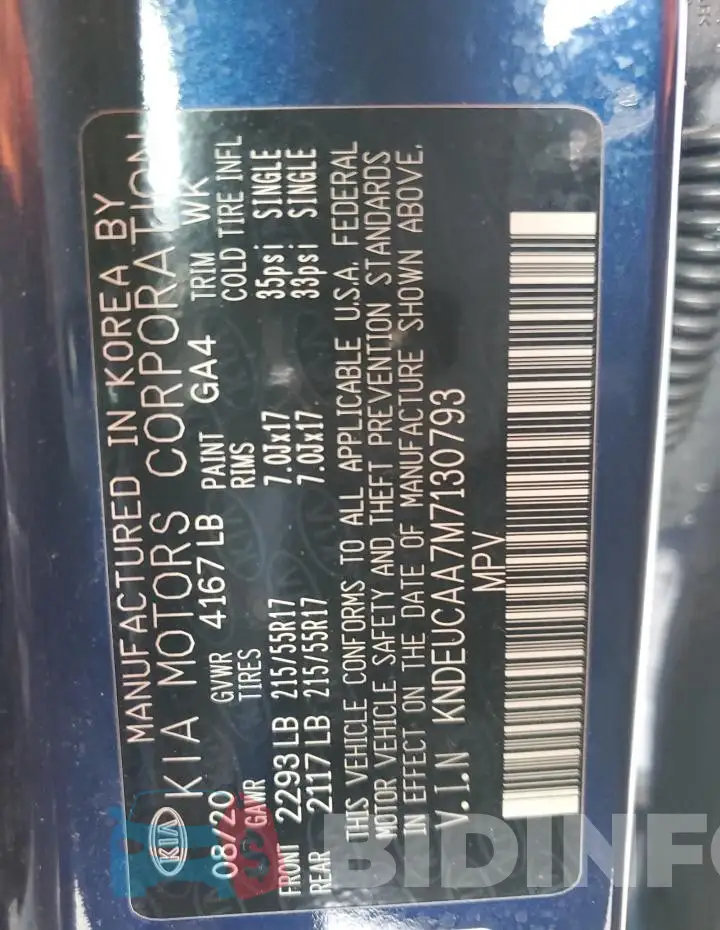 KNDEUCAA7M7130793 Photo# 13