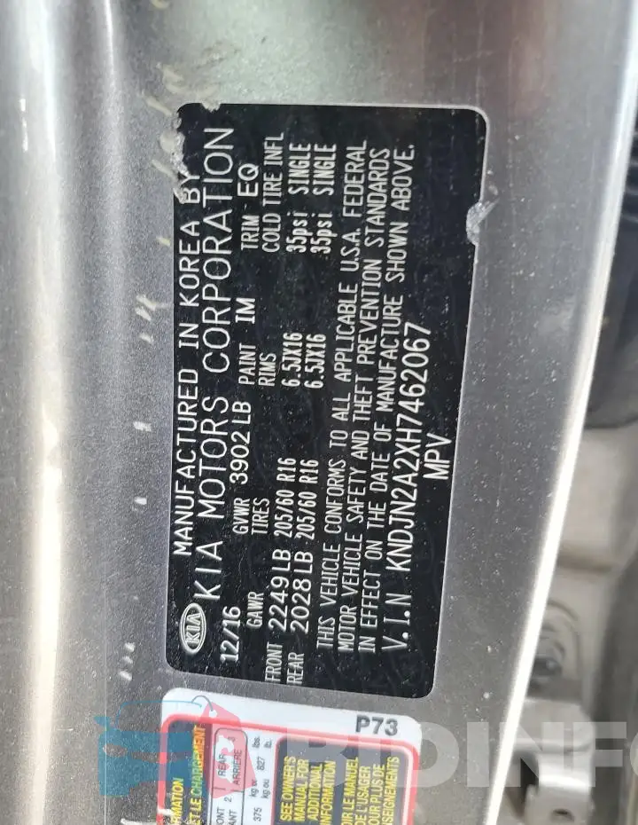 KNDJN2A2XH7462067 Photo# 12