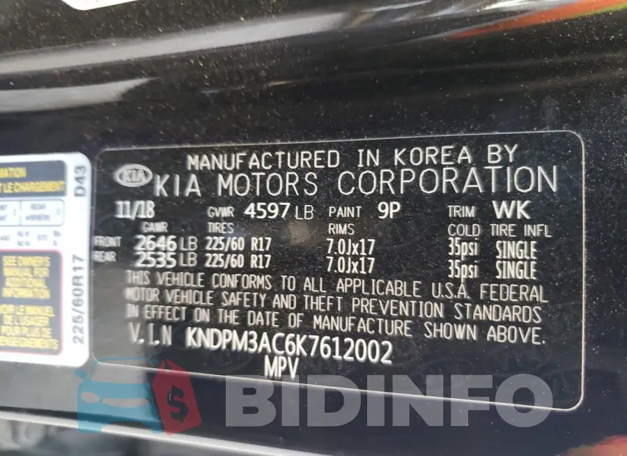 KNDPM3AC6K7612002 Photo# 13