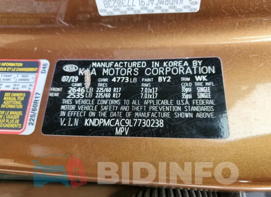 KNDPMCAC9L7730238 Photo# 14