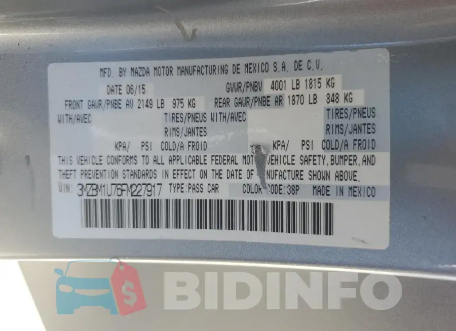 3MZBM1U76FM227917 Photo# 12
