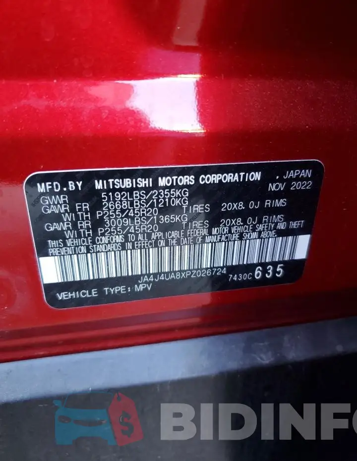 JA4J4UA8XPZ026724 Photo# 14