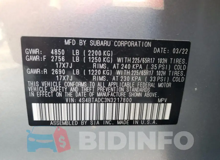4S4BTADC3N3217800 Photo# 14