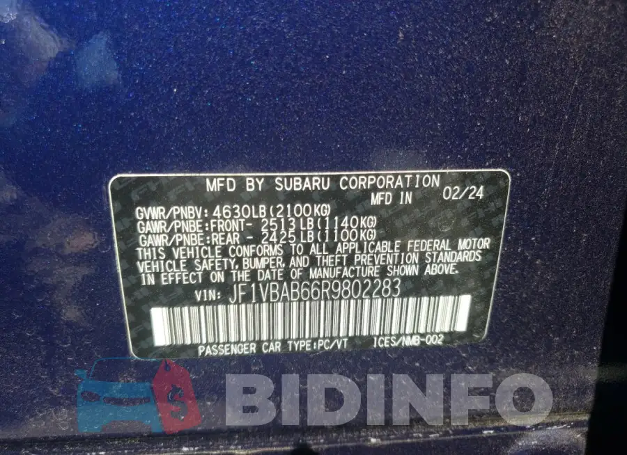 JF1VBAB66R9802283 Photo# 12