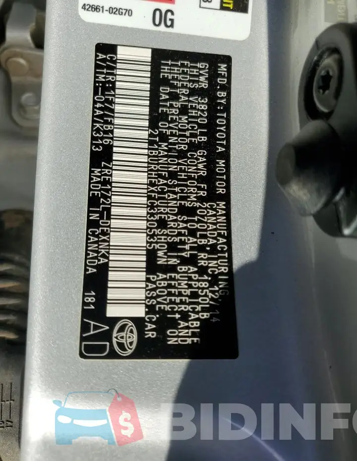 2T1BURHEXFC330535 Photo# 12