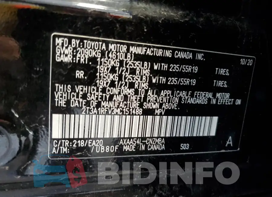 2T3A1RFV3MC151488 Photo# 14