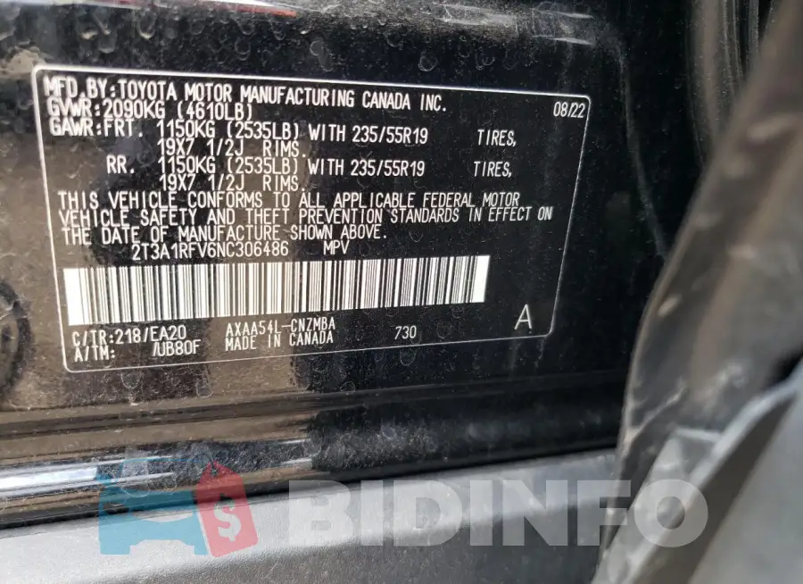 2T3A1RFV6NC306486 Photo# 13