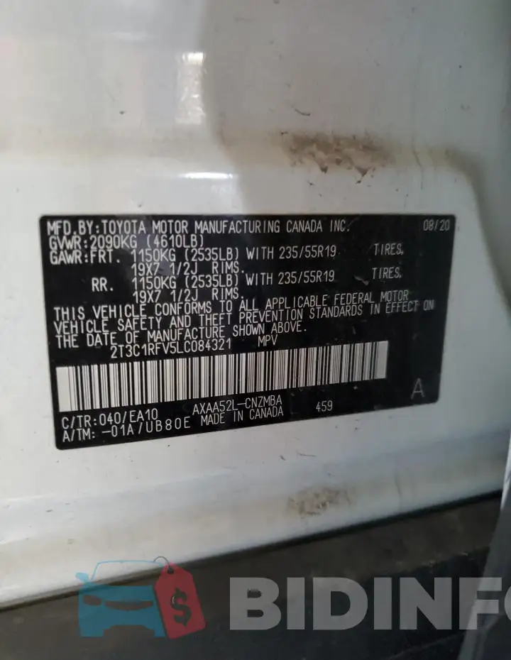 2T3C1RFV5LC084321 Photo# 12