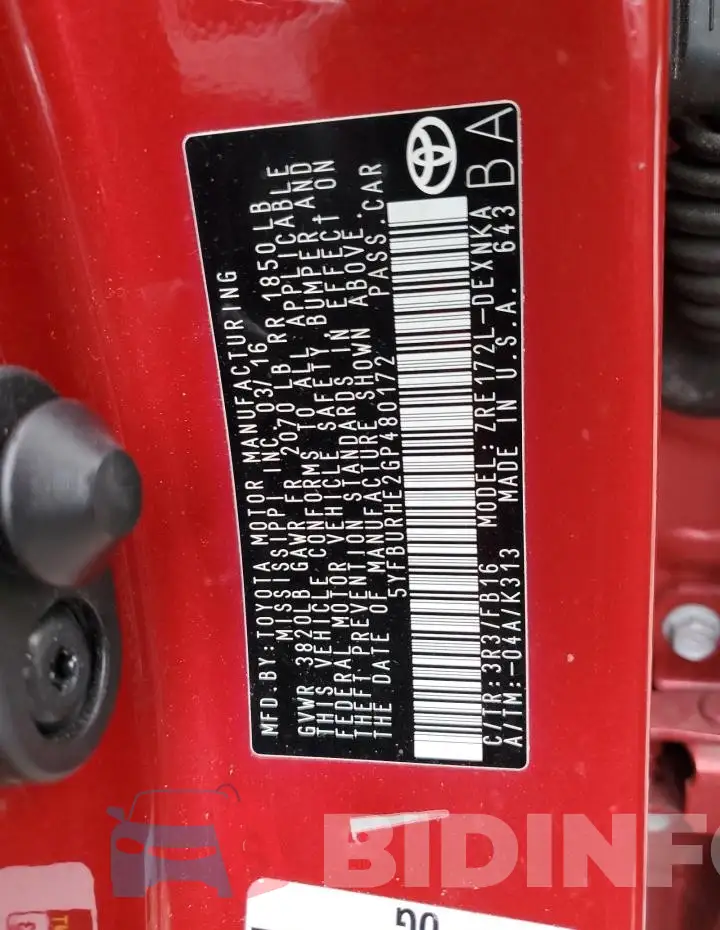 5YFBURHE2GP480172 Photo# 13