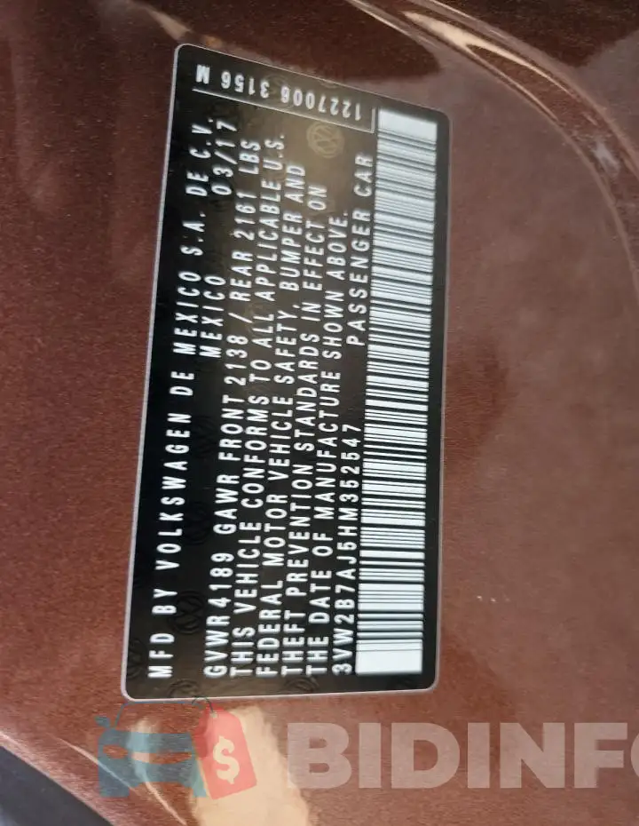 3VW2B7AJ5HM352547 Photo# 12