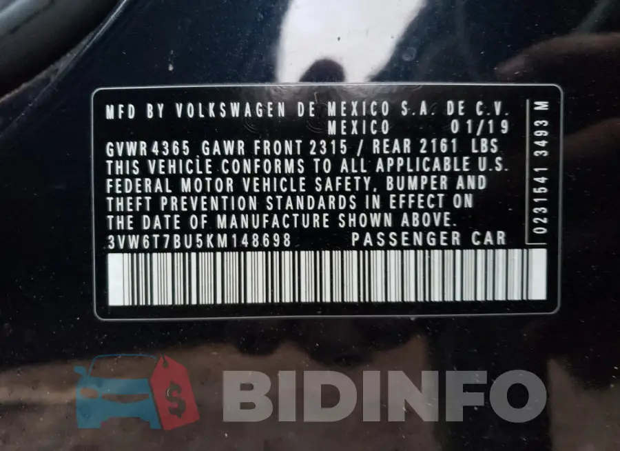 3VW6T7BU5KM148698 Photo# 13