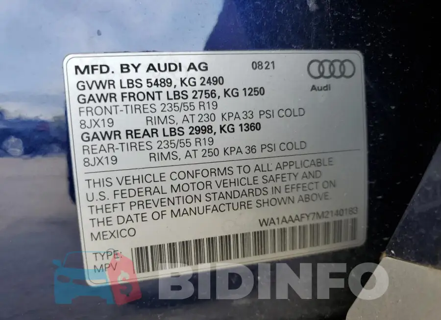 WA1AAAFY7M2140183 Photo# 13