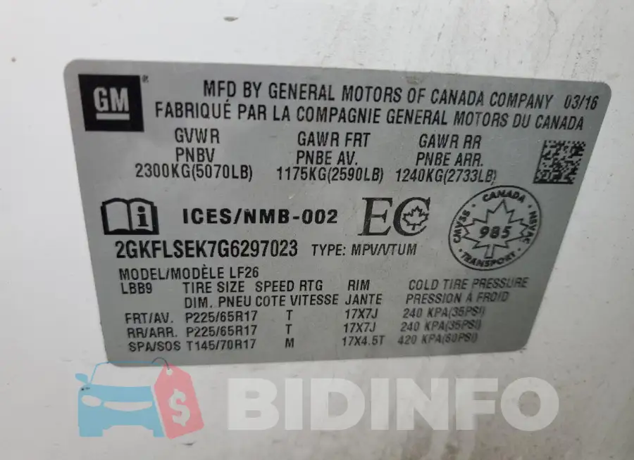 2GKFLSEK7G6297023 Photo# 13