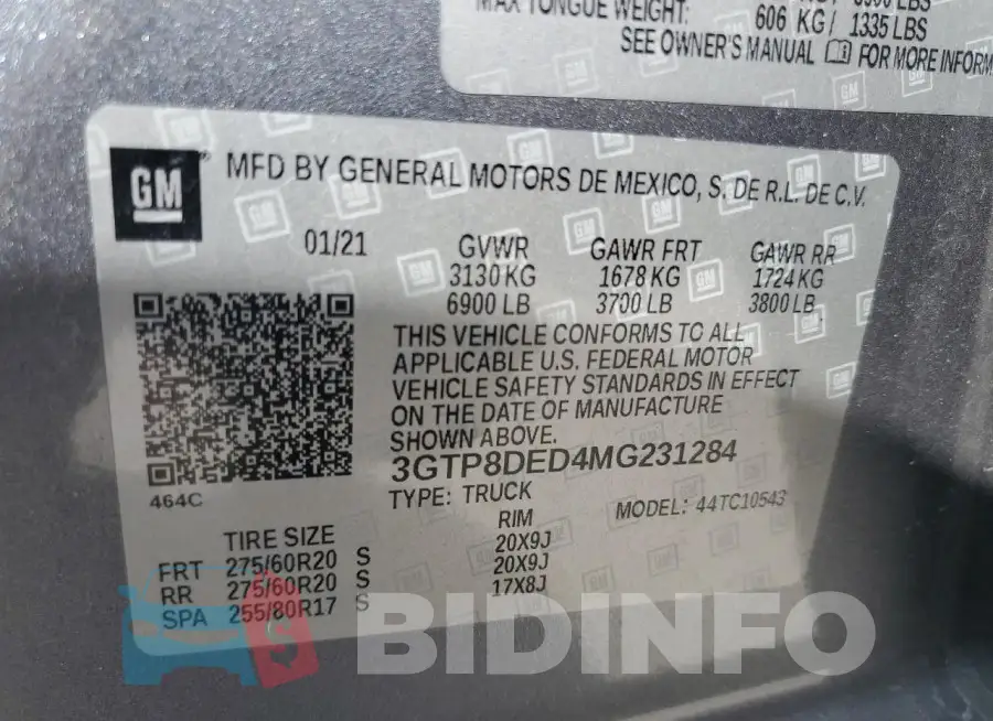 3GTP8DED4MG231284 Photo# 13