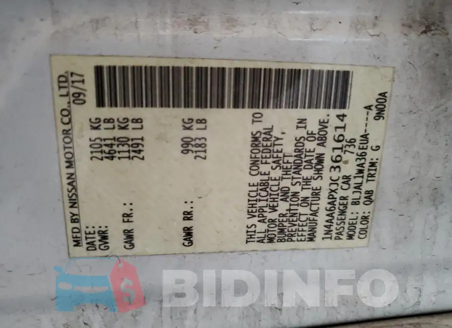 1N4AA6APXJC361614 Photo# 12