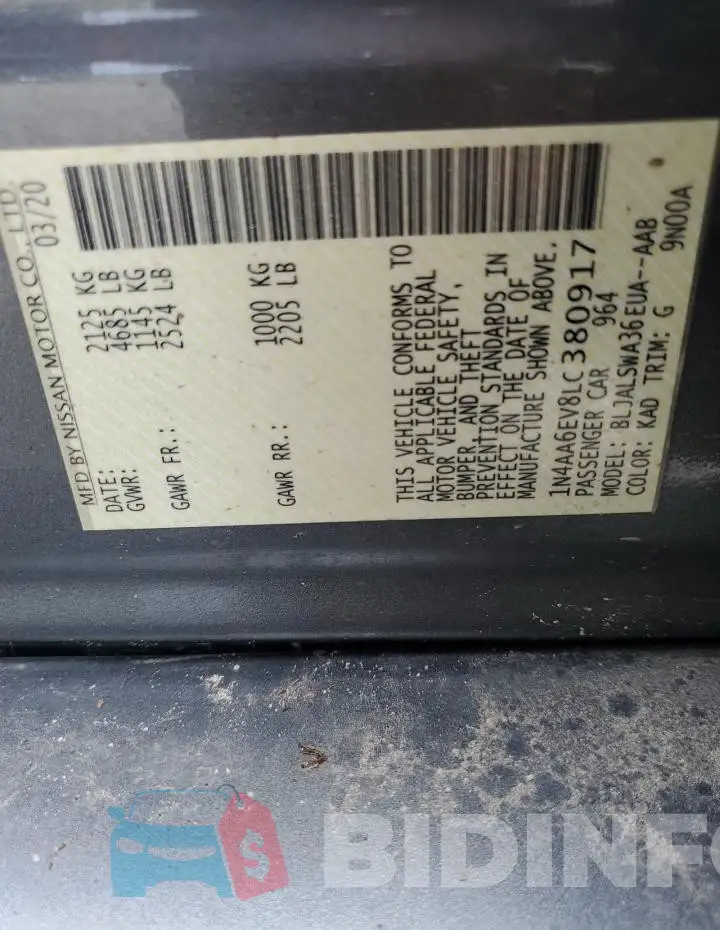 1N4AA6EV8LC380917 Photo# 12